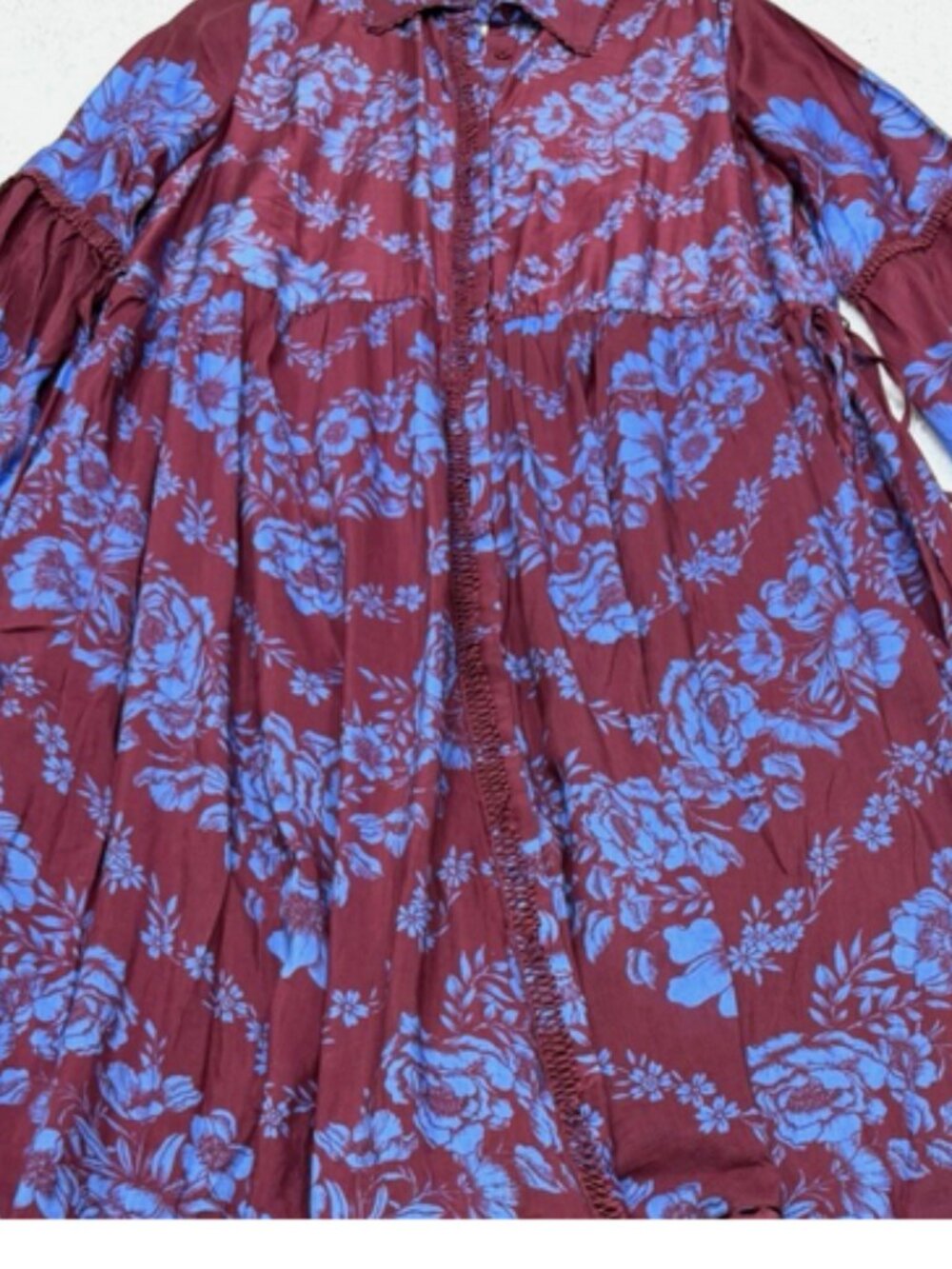 Anthropologie The Eleanora Printed Buttondown Shirt Dress Blue Floral M NWT - Picture 6 of 6
